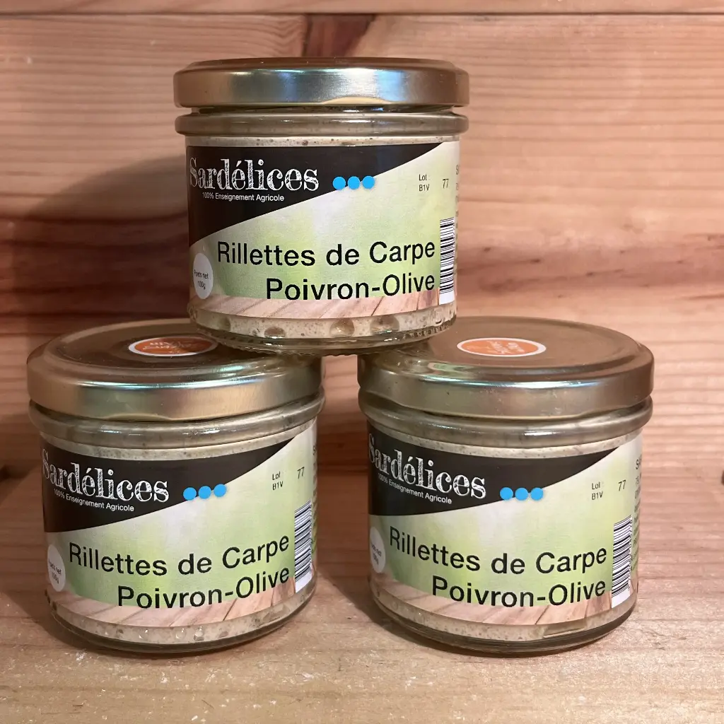Rillettes de carpe aux poivrons et aux olives 90gr
